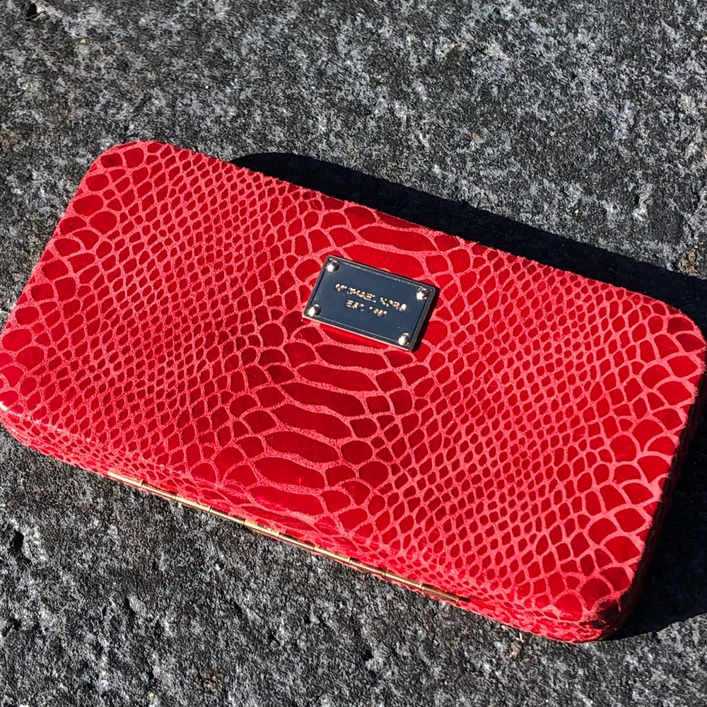 Michael Kors Faux Snakeskin Clutch Wallet